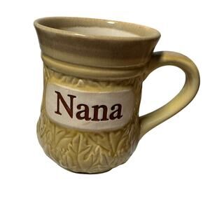 Cracker Barrel Earthen Ware "NANA" Mug; Heavy & Solid; Yellow/Cream; 18 OZ